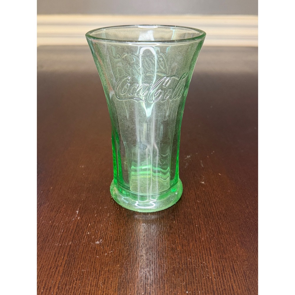 Coca-Cola Georgia Green Glass Tumblers Set of 4 Embossed Logo Contour Shape